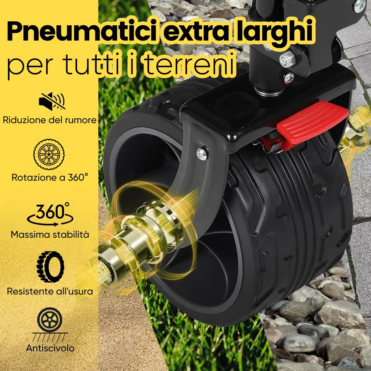 Sekey Carrello XXL pieghevole con freni, 150 l, 150 kg, pneumatici larghi per tutti i terreni, brevettato, pieghevole in 4 direzioni, non richiede montaggio, XXL 4020, grigio