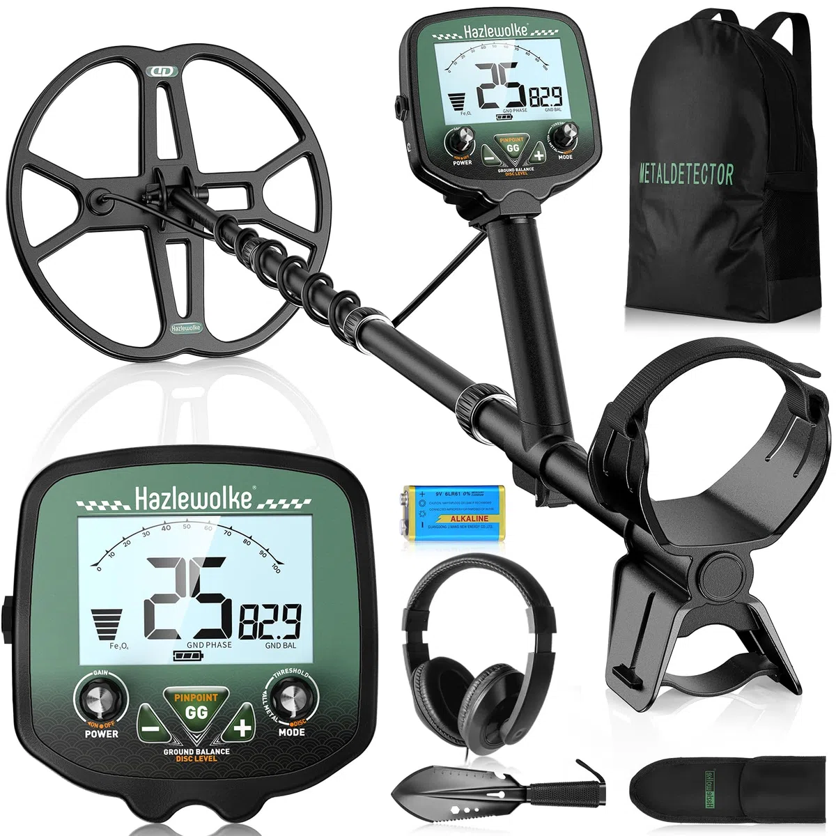 Metal Detector per Adulti professionali con Bobina Double-D Impermeabile 13", Alta Frequenza 19,23 kHz per Oro Detecting, Bilanciamento del Suolo Regolabile Migliorato, 3 Modalità di Rilevamento