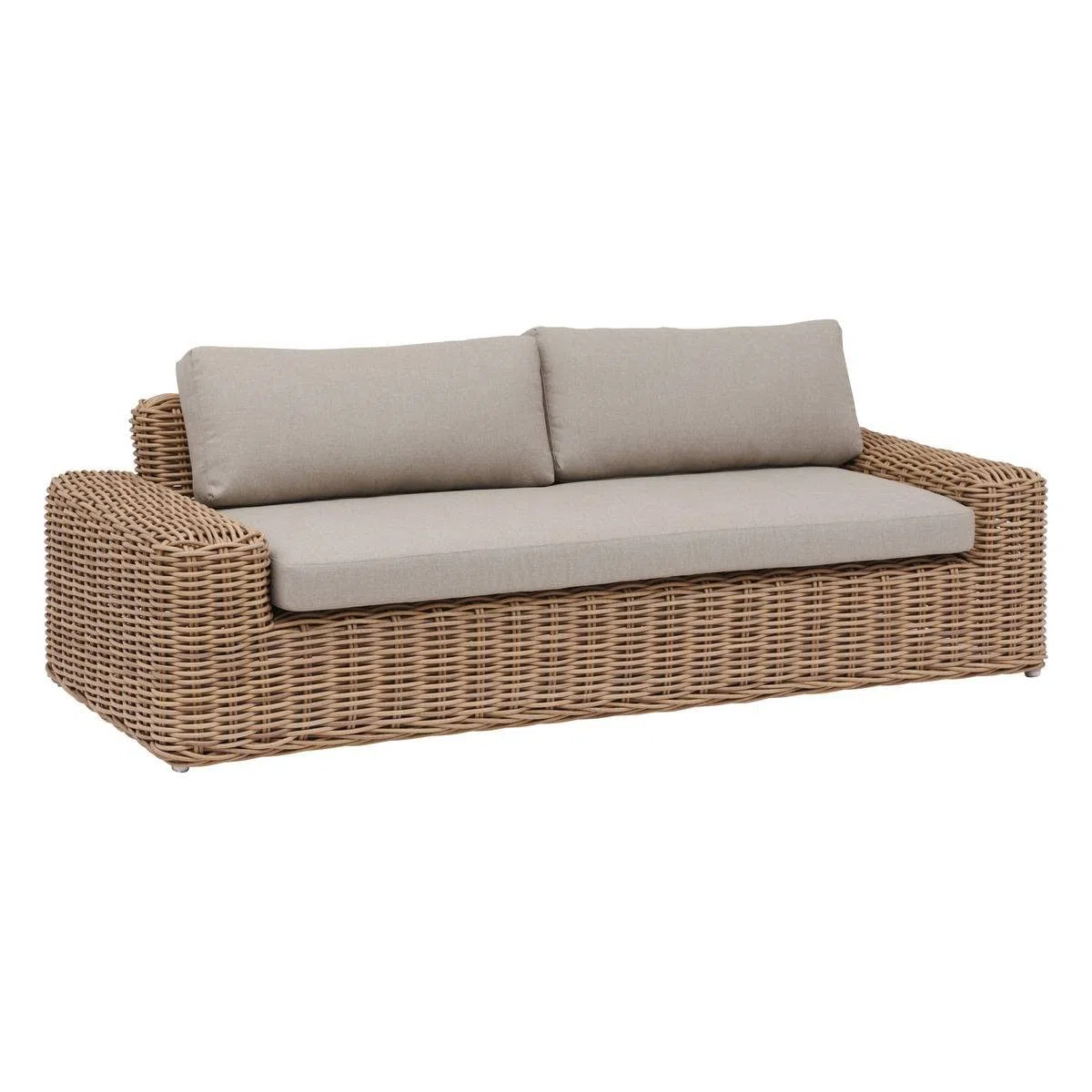 Hespéride - SAVINIA Divano da Giardino Tahini - 3 posti - Resina Intrecciata di Alta qualità, Alluminio epossidico, Cuscini Spessi e sfoderabili - Grande Comfort per Patio o Giardino