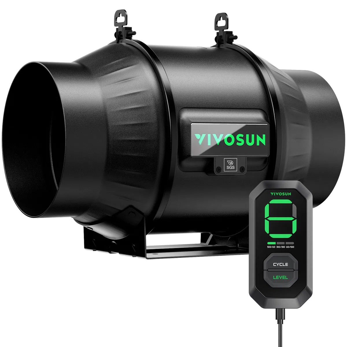 VIVOSUN AeroZesh T6 Ventola Aspirazione 150mm Ventilatore da Condotto Estrazione 693 m³/h Regolatore di Velocità E12 Controllo PWM Programmabile per Tende di Coltivazione e Ventilazione Indoor