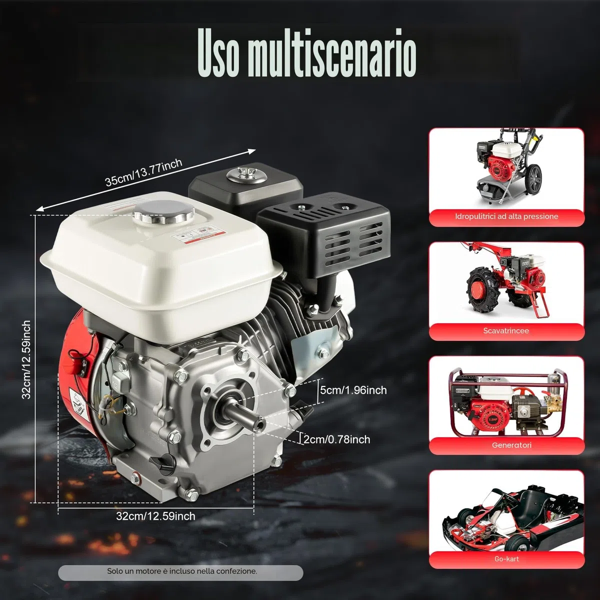 Motore a benzina 7.5 HP 4 tempi OHV motore a benzina 5.1 KW 3600 giri/min motore a terra con allarme olio (bianco rosso) (rosso e bianco)