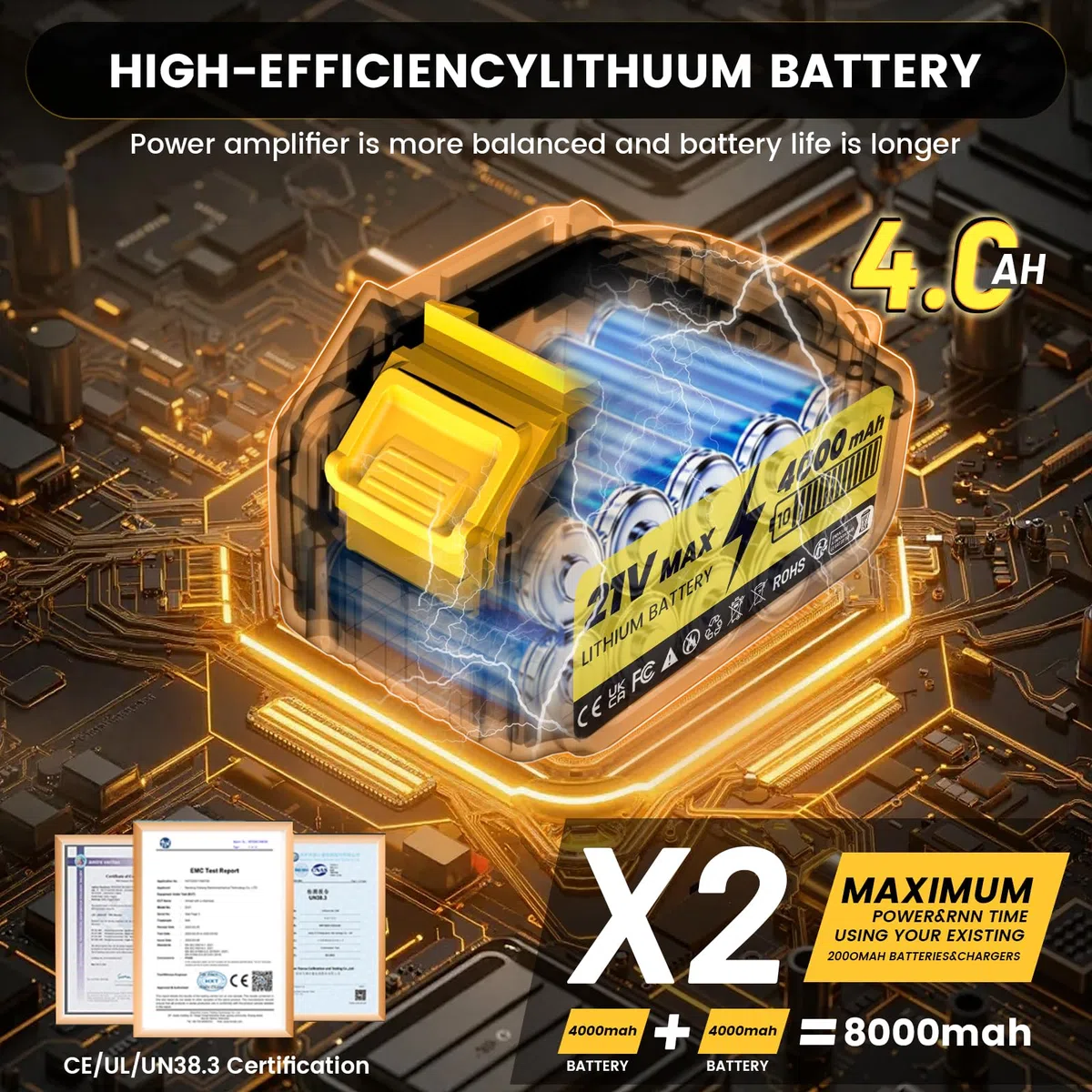Idropulitrice a Batteria, VOLTSTRIKE, Idropulitrice a Batteria con Ugello Multifunzione 6-in-1, Pressione Massima 120Bar, Idropulitrice a Batteria con 2x4.0Ah, Tubo da 5m per Lavaggio Auto, Finestre