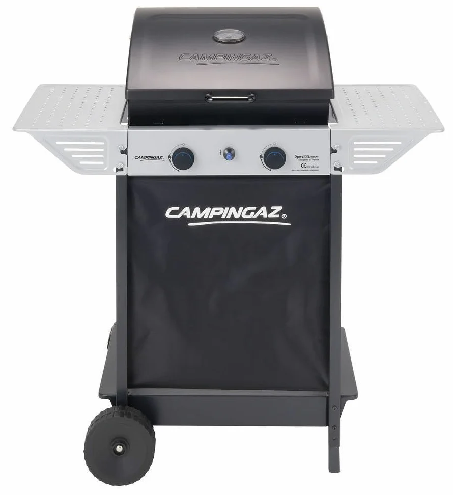 Campingaz BBQ A Roccia Lavica Xpert 100 L Plus Rocky, Barbecue Grill Compatto A Due Bruciatori, 98 x 48 x 124 cm, Nero Argento