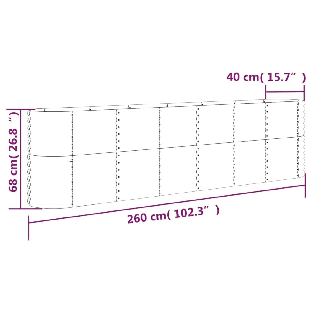 Generico Letto Giardino Acciaio Zincato 260x40x68cm Marrone,Casa e Giardino,Prato e giardino,Giardinaggio,Vasi e fioriere-318905
