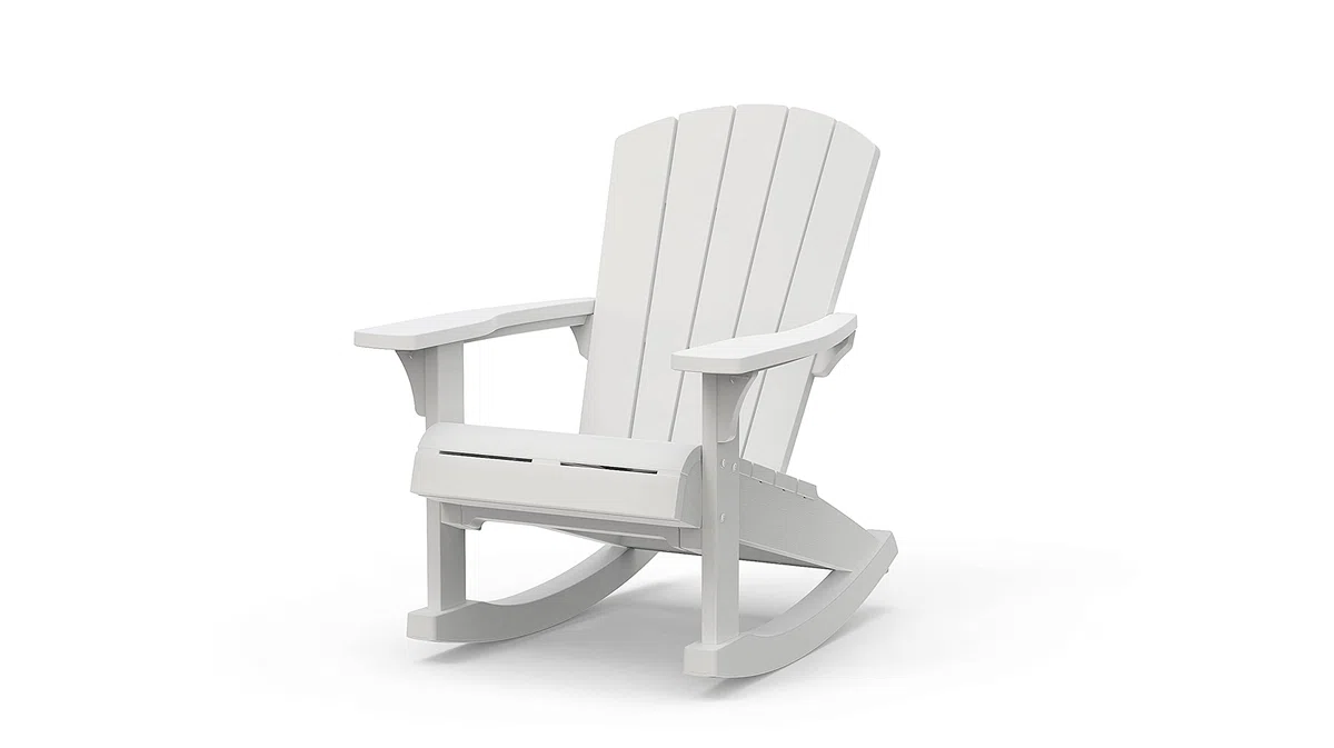 Keter - Sedia da giardino Adirondack con dondolo colore Bianco 80,5x92x100,5 centimetri