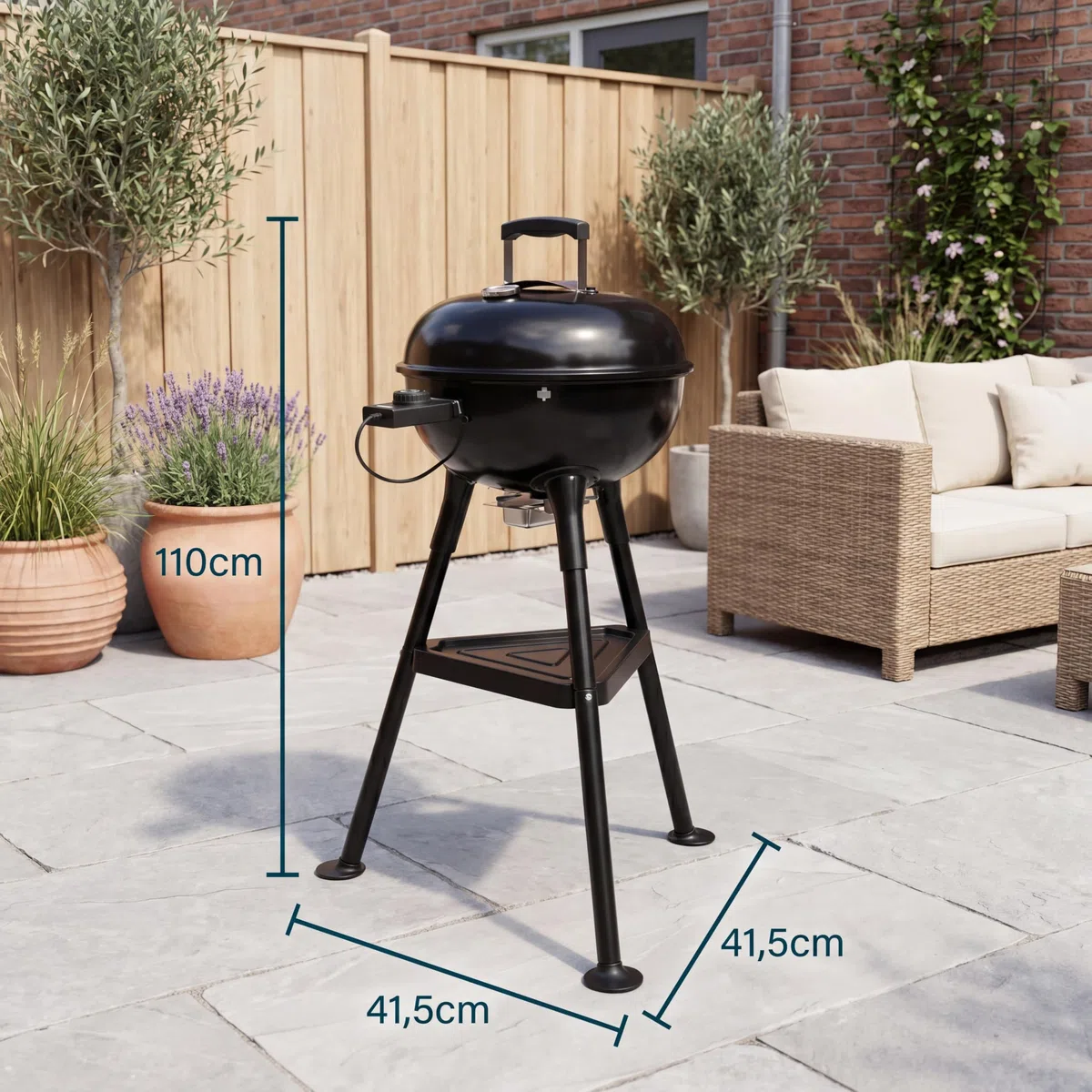 Princess Barbecue Kettle Ibrido, Elettrico e a Carbone, 2000 W, Termostato Regolabile, Termometro Integrato e Griglia Smaltata, 01.112270.01.001