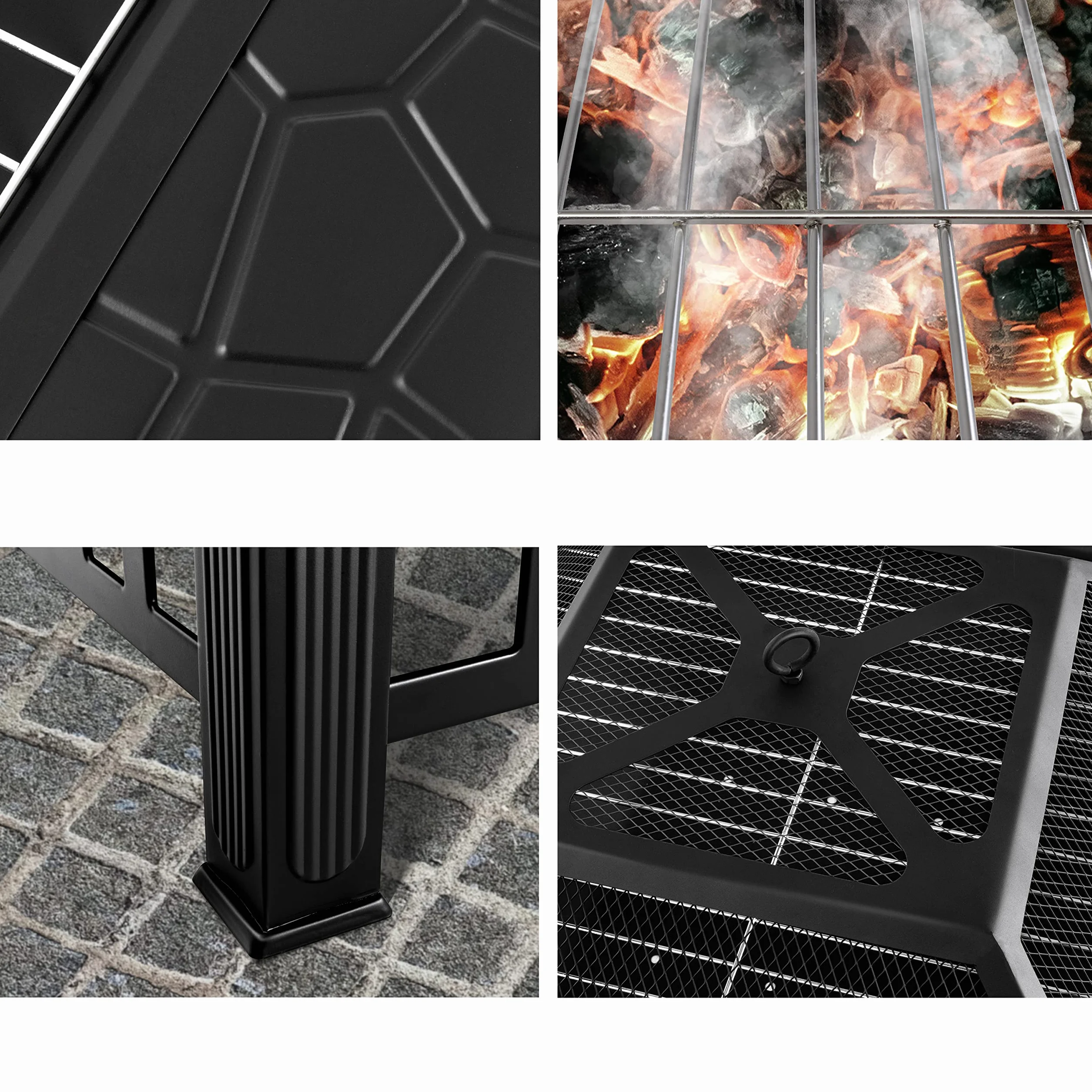KESSER Braciere con Grill Ø 62 cm, Braciere multifunzionale per barbecue e riscaldamento, con griglia e attizzatoio, Nero