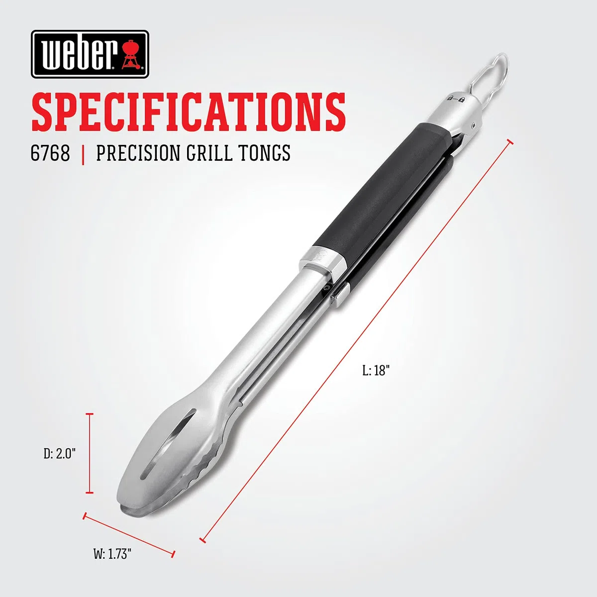 Weber Pinze per griglia di precisione, in acciaio INOX, 45,7 cm