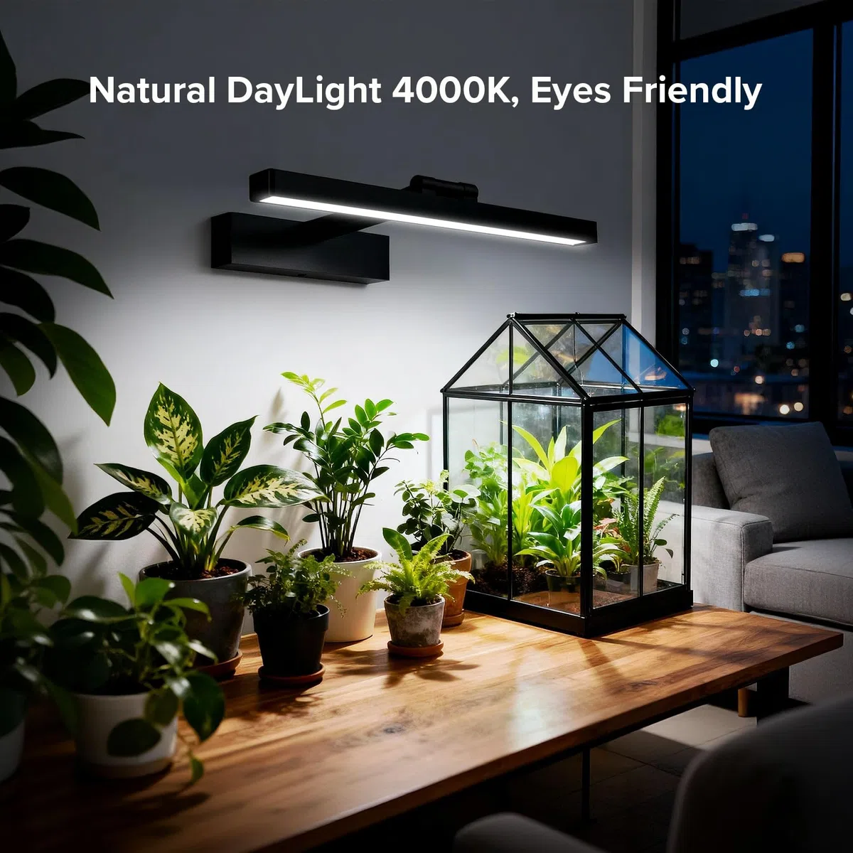 SANSI Lampada LED per Piante da Interno, Luce di Coltivazione a Parete da 35W a Spettro Completo, PPFD Elevato con Dimmer a 4 Livelli, Timer Automatico da 4/8/12 Ore, Telecomando per Semi in Serra