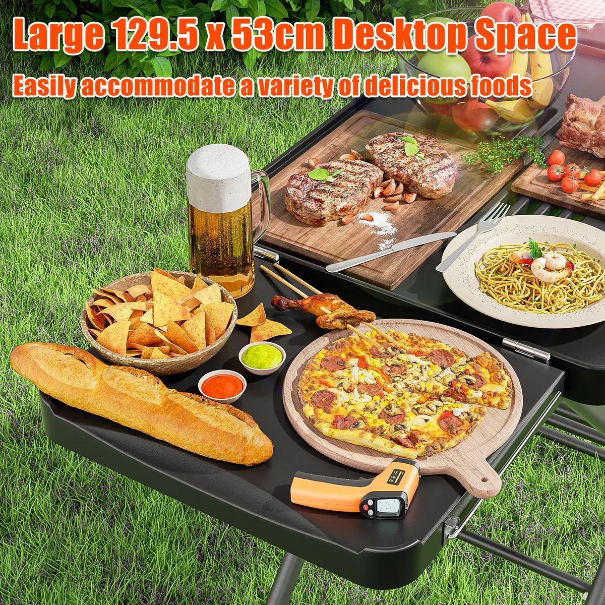 Carrello portatile GFTIME per barbecue Weber, Ninja, Ooni, Blackstone, Nexgrill, Traeger e altre griglie e forni per pizza | Carrello esterno con ruote