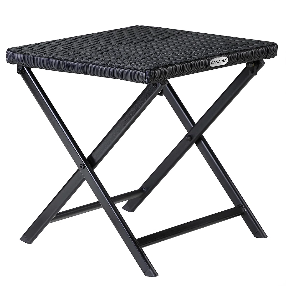 Casaria® Sgabello Pieghevole in Polyrattan Max Carico 75kg 44x40x44cm Leggero Portatile Salvaspazio Giardino Poggiapiedi