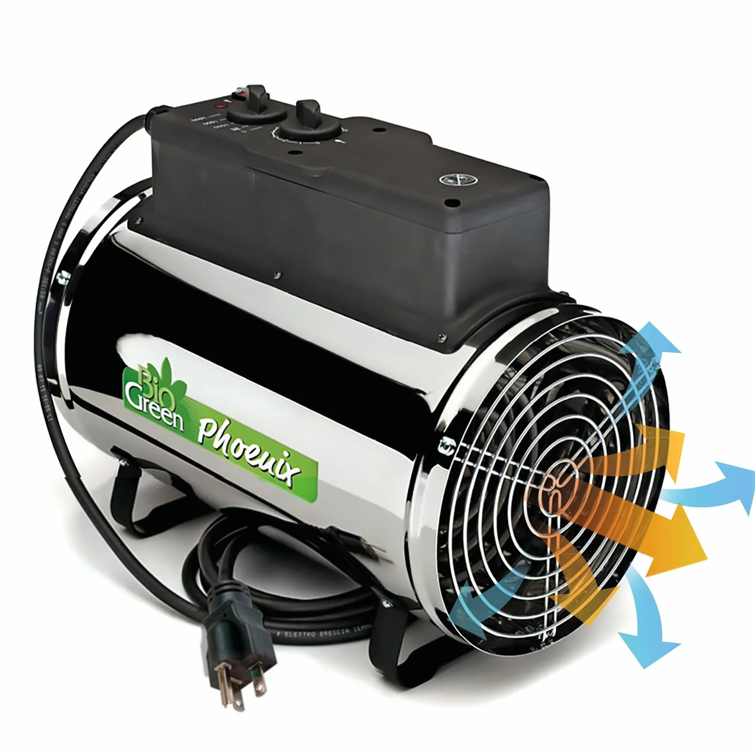 Bio Green riscaldatore Elettrico a Ventola Phoenix, Argento/Nero