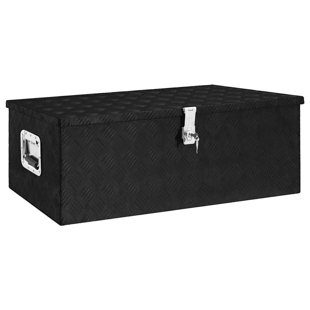 Homgoday Contenitore Portaoggetti Nero 90x47x33,5 cm in Alluminio, Cassapanca Contenitore da Esterno, Baule da Giardino Esterno