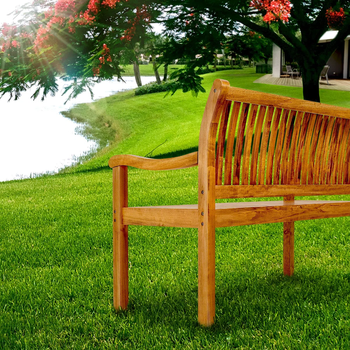 tillvex Panchina da Giardino 150 cm con Copertura in Legno Resistente alle Intemperie per 3-4 Persone | Panchina Peso Massimo 320 kg | Panca in Legno per Balcone, Terrazza & Giardino