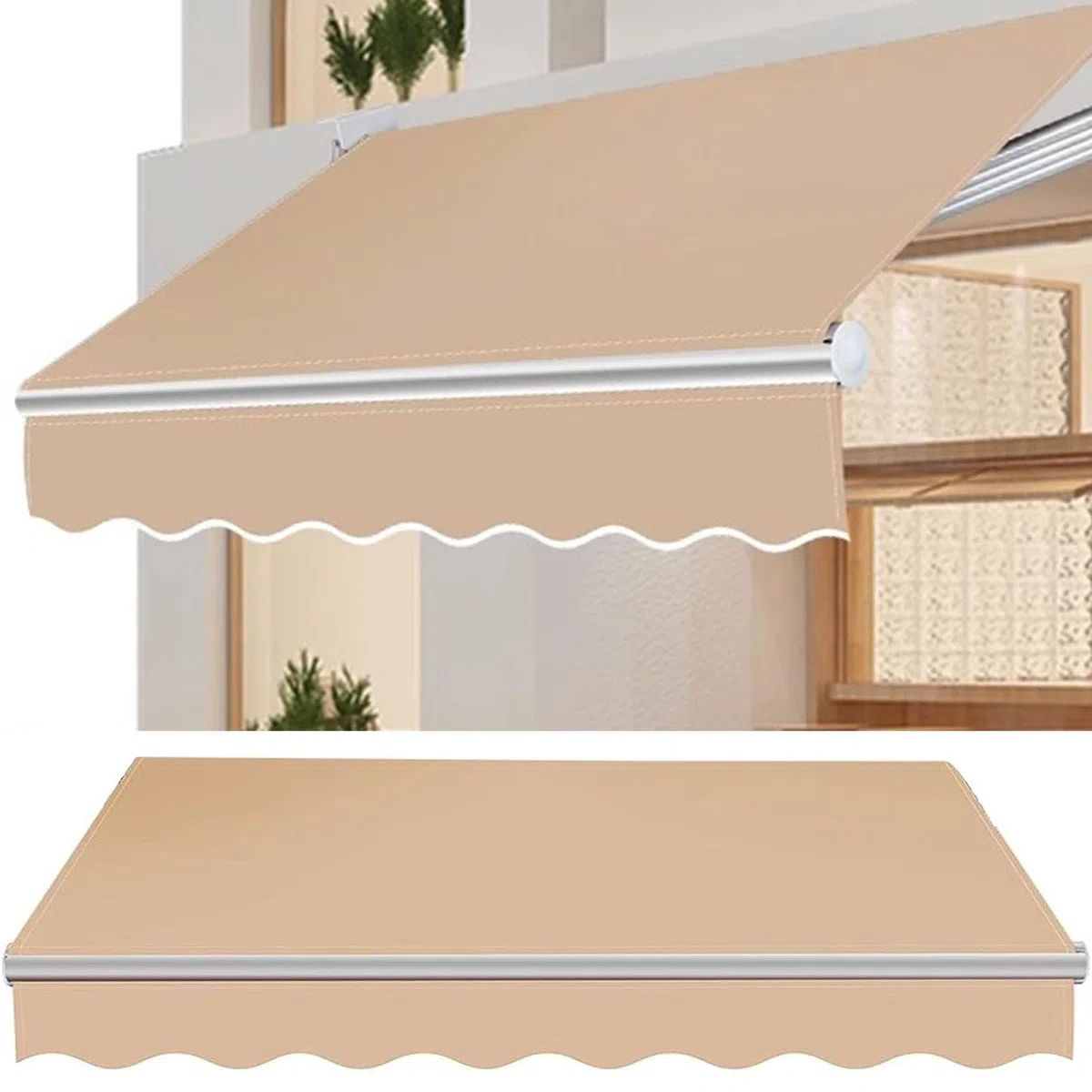 DAZULI Telo di Sostituzione per Tendalino Retrattile, 100% Telo Ombreggiante in Tela per Canapa, Telo di Copertura in Poliestere 280gsm per Tendalino da Giardino (Dimensioni: 8x6,5ft, Colore: Beige)