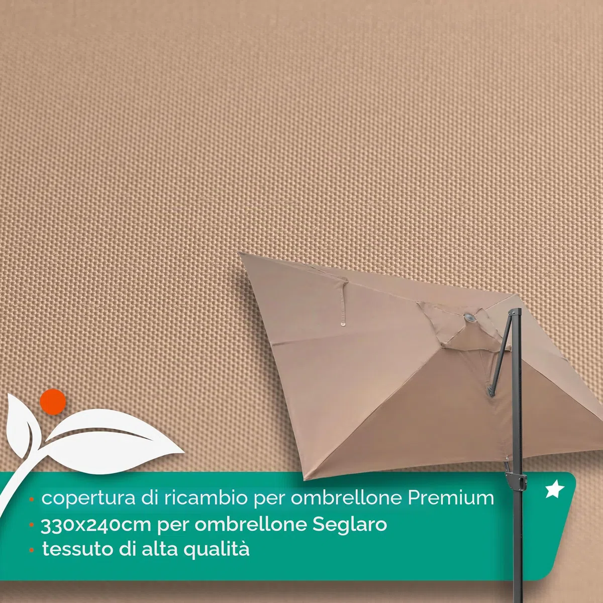 Rivestimento di ricambio per ombrellone 330 x 240 cm per seglarö/Seglaro Premium