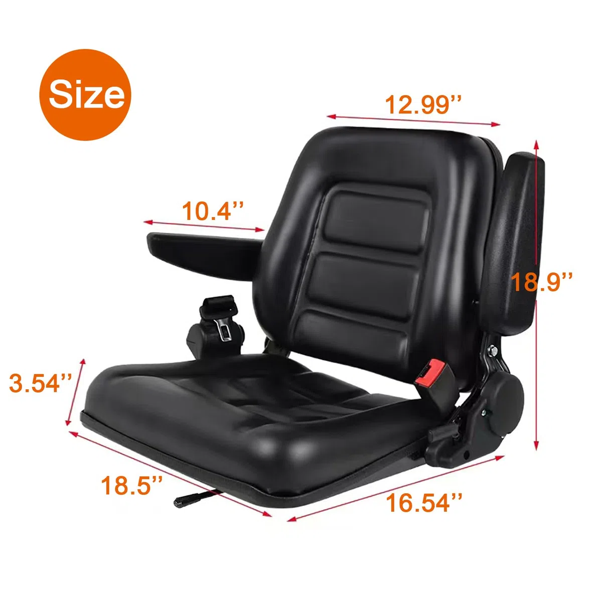 Sedile universale per carrello, sedile trattore pieghevole con schienale regolabile, cintura di sicurezza per tosaerba in PVC per escavatore, pale compatta, terna per escavatore, bulldozer, pale