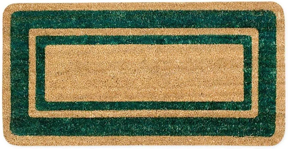 Zerbino Ingresso Esterno Cocco | Zerbino Ingresso Naturale - Resistente - Raschiafango | 40x80cm - Spessore 1,4cm - Retro in Gomma Antiscivolo | Esterno - Interno | Per Uso Quotidiano - Verde