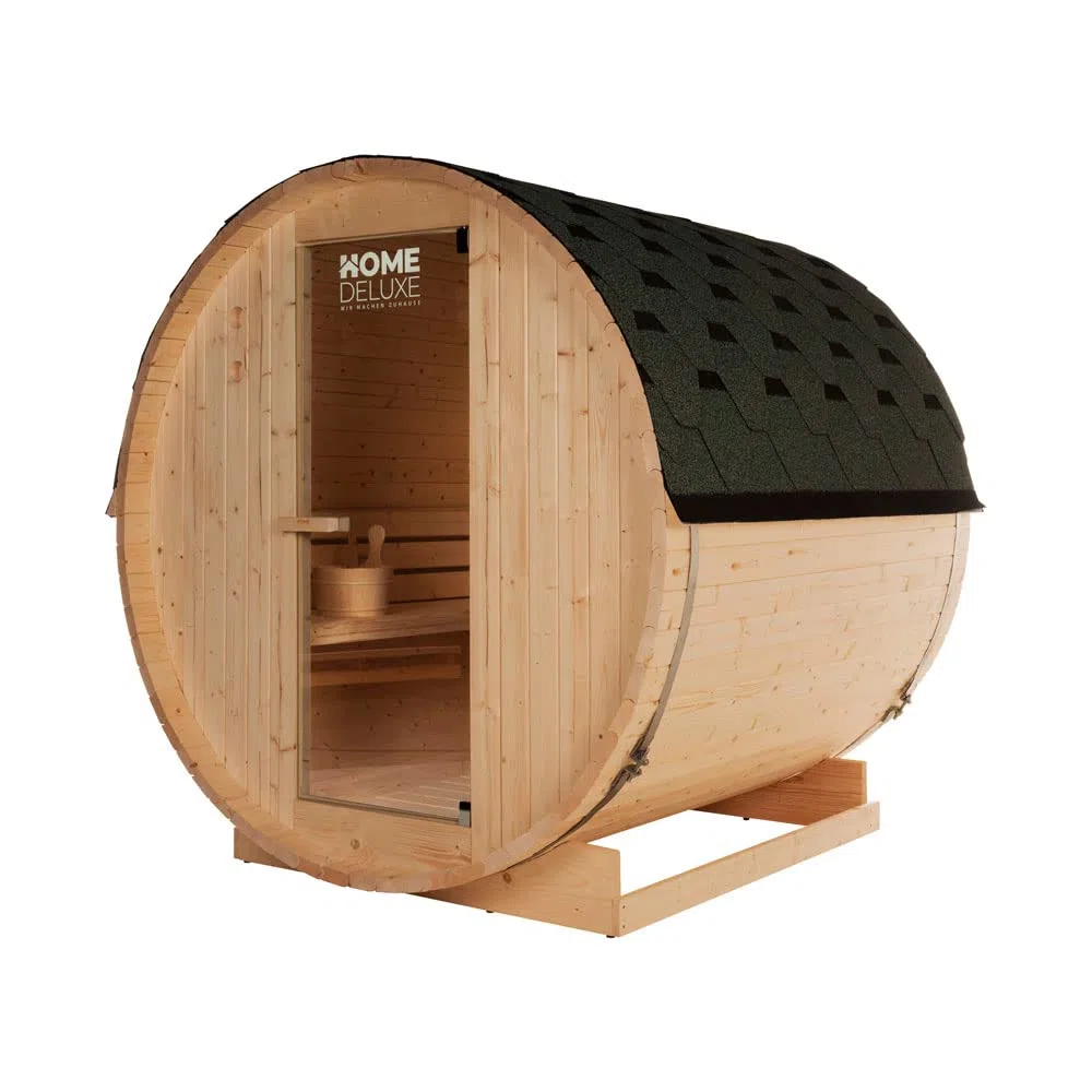 Home Deluxe, sauna per esterni per 4 persone, Lahti L con forno elettrico, in legno di abete rosso, dimensioni: 194,8 cm x 191,7 cm x 180 cm, con accessori completi