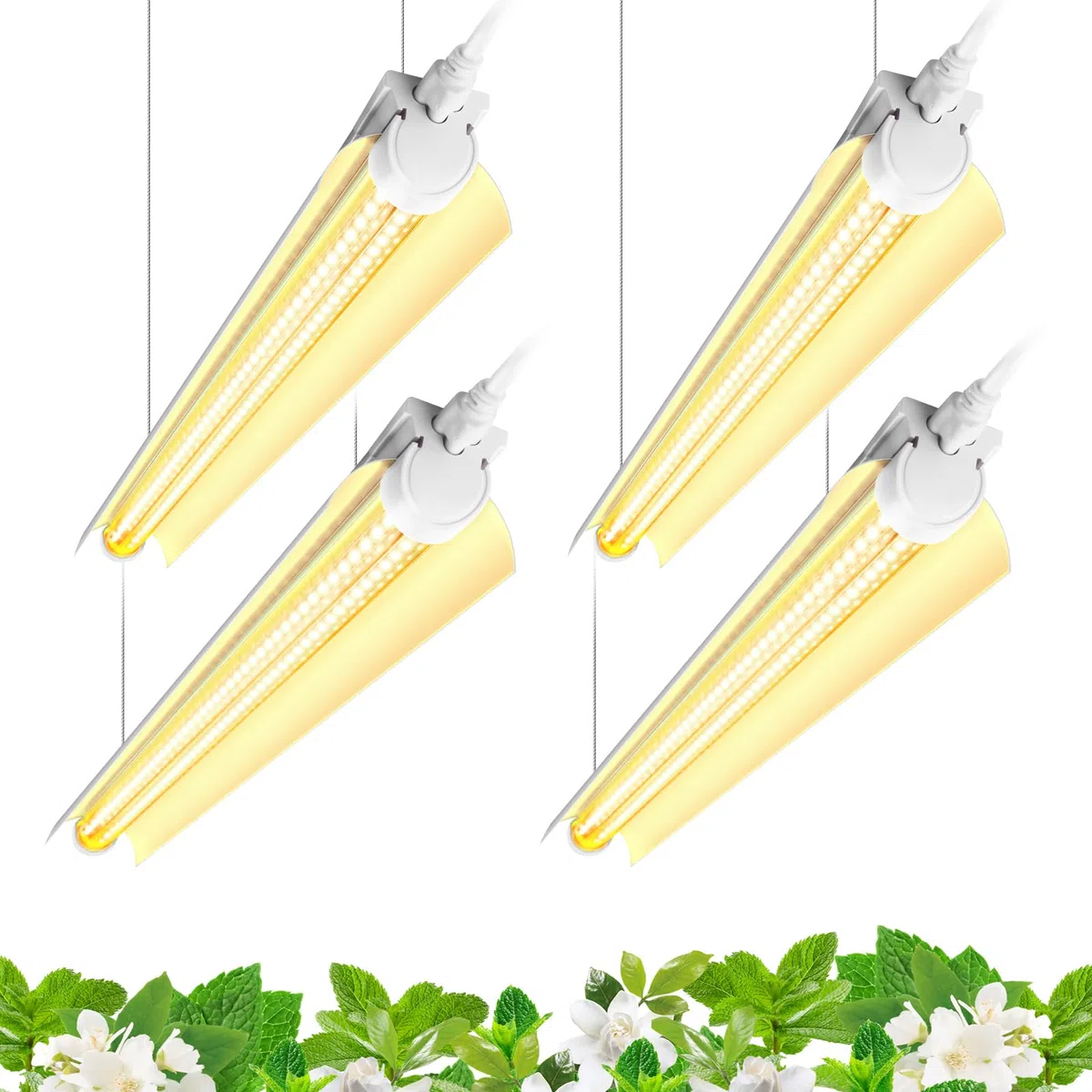 Barrina Lampadina per coltivare la luce, 96 W (4 x 24 W), spettro completo da 0,8 m, LED T8 a forma di V, luci per piante da interno, confezione da 4