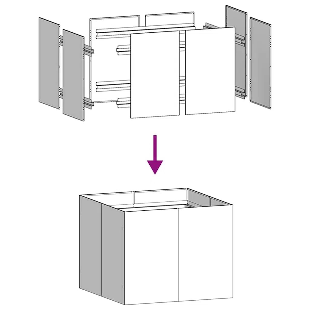 vidaXL Fioriera Nera 100x100x80 cm in Acciaio, Vaso per Piante, Supporto per Piante, Letto rialzato, Supporto per fioriera, Vassoio per Piante