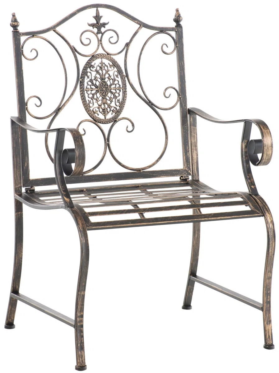 CLP Sedia da giardino Punjab in stile rustico, in ferro laccato, extra robusta, Colore:bronzo