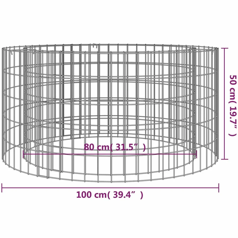 vidaXL Caminetto a Gabbione Ø 100 cm Ferro Zincato, braciere con gabbioni, caminetto a gabbione da Esterno, pareti di gabbioni, Parete di gabbioni