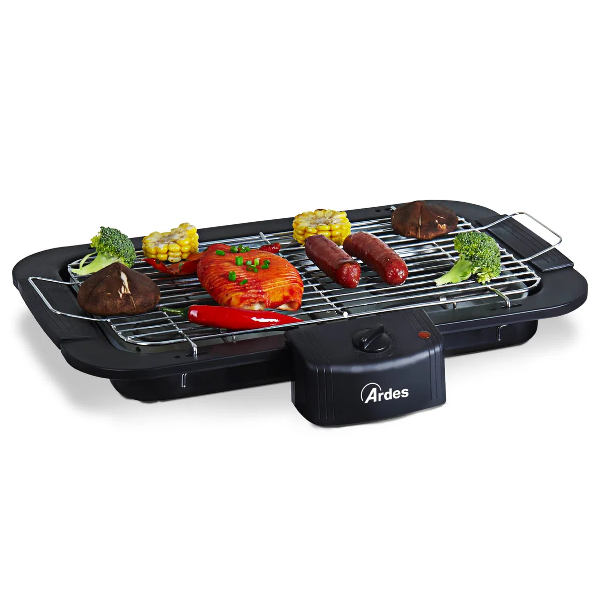 Ardes BRASITO1 Barbecue Elettrico senza Fumo 2200 W con Griglia Rimovibile, Vaschetta per Acqua e Termostato Regolabile, Ideale per Interni ed Esterni
