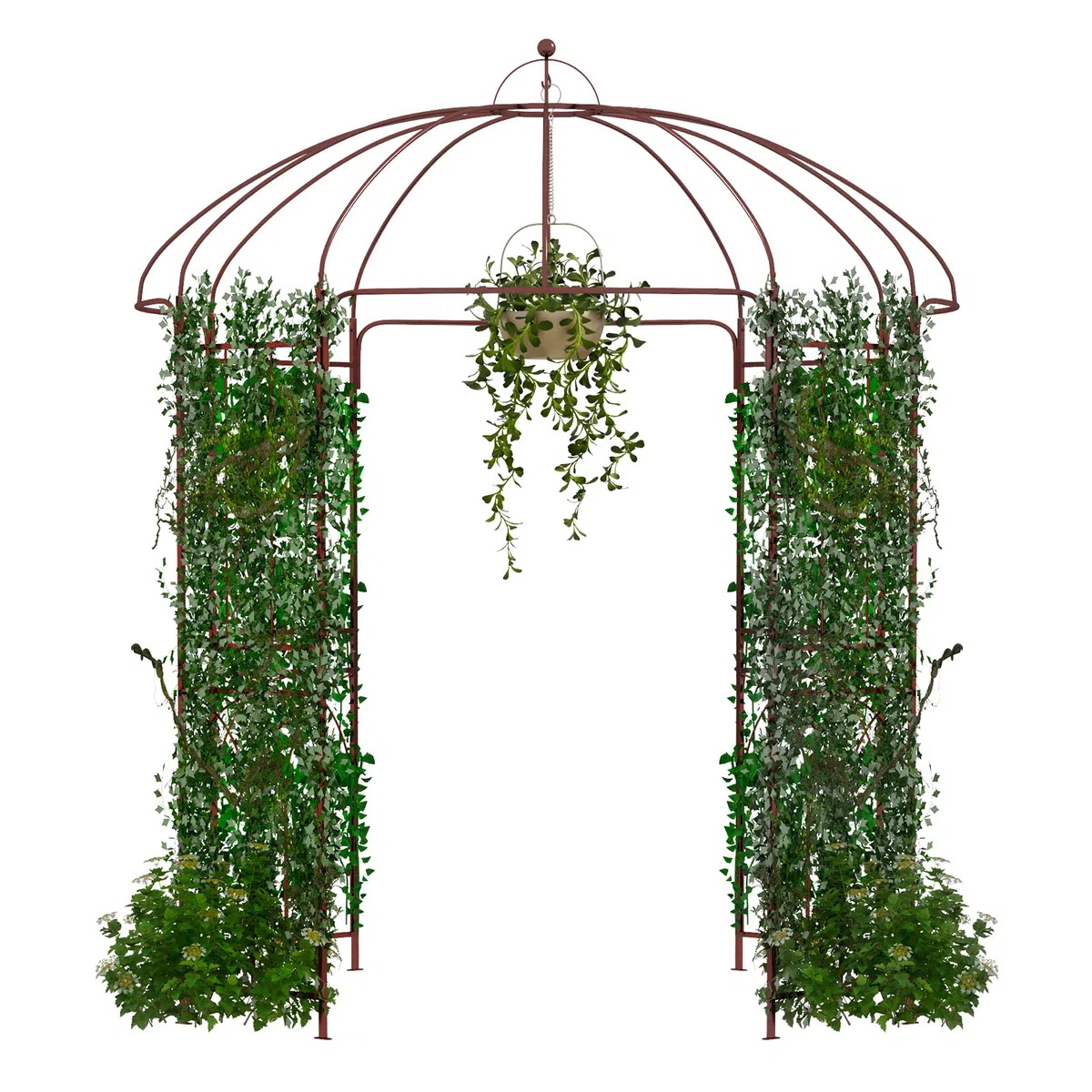 HOMASIS Pavillon per rose in metallo, arco per giardino con ganci e tetto, pergolato per piante rampicanti, pergola da giardino per matrimoni (211x211x256cm, bronzo)