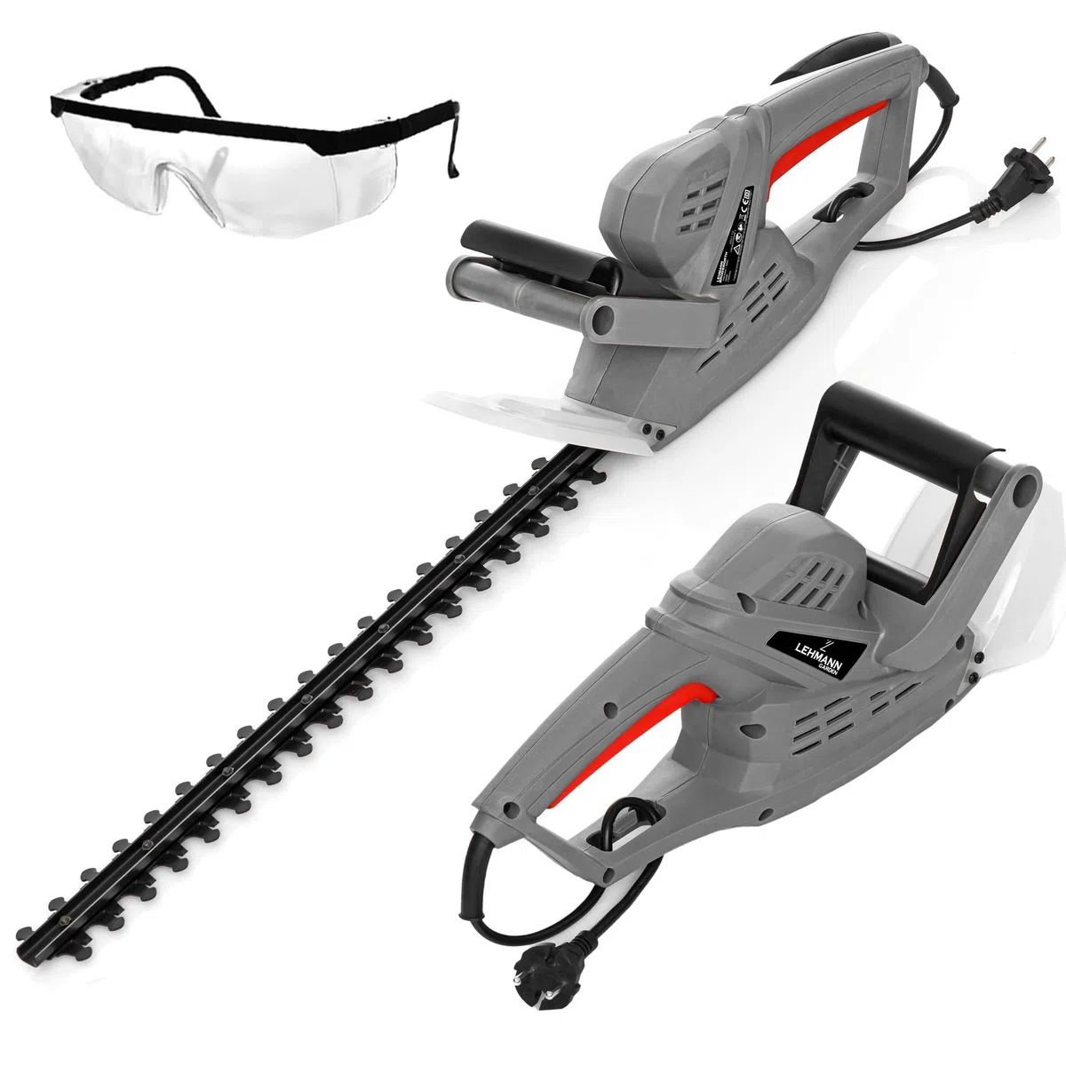 LEHMANN Tagliasiepi elettrico, Lunghezza Lama 45 cm, Capacità di Taglio 16 mm, Potenza Massima 1500 W, Protezione Antiurto, Impugnatura Ergonomica, Leggero 2,1 kg, per Siepi e Arbusti, Grigio