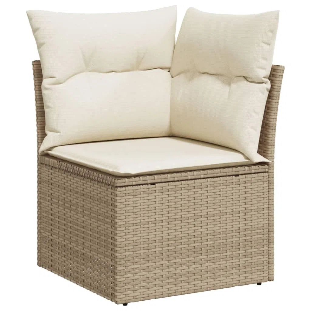 Set Divano da Giardino 10 pz con Cuscini Beige in Polyrattan, Set Giardino Esterno, Divano da Giardino, Salotto da Esterno, Set da Giardino, Arredo Giardino