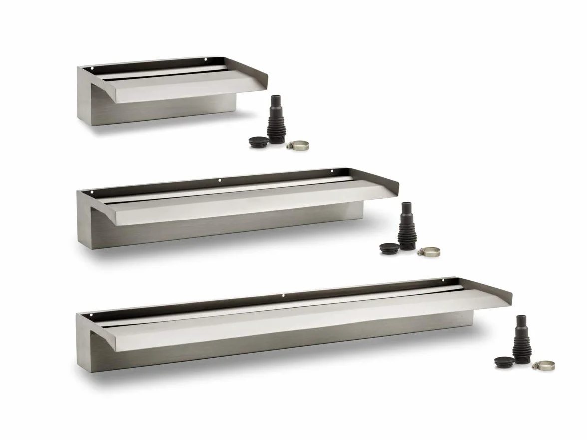 Oase 70773 Waterfall XL 90 – Cascata in 90 cm di Larghezza | Effetto Acciaio Inossidabile | per Giochi d'Acqua in Giardino ed Esterni | per Montaggio su pareti e pareti | per Stagno, Piscina, fontane