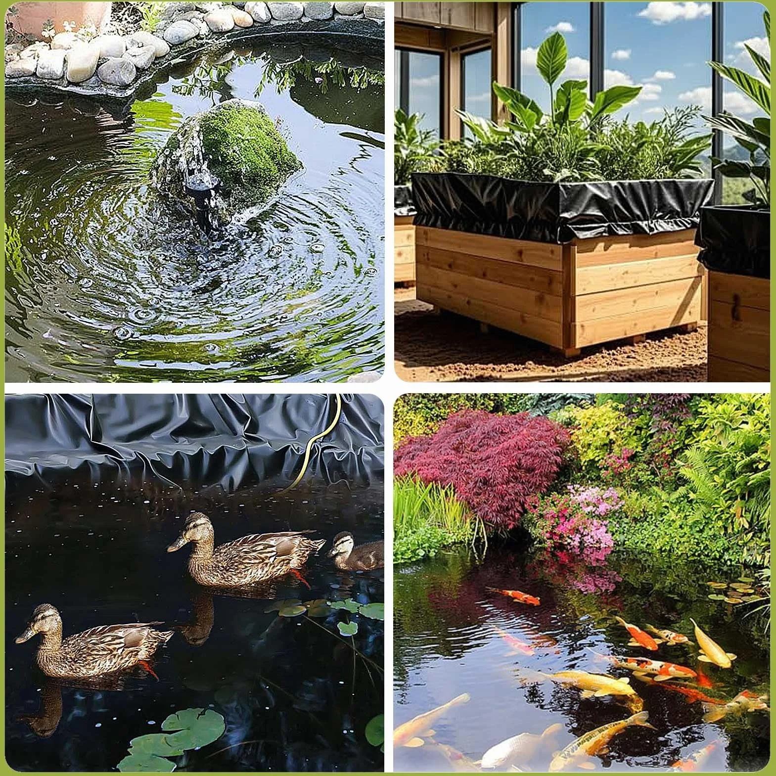 Telo per laghetto, 2x3m 3x4m 4x7m 5x5m 6x8m 8x10m 10x15m, Telone resistente pieghevole in HDPE per laghetti all'aperto, laghetto con pesci Koi, lago artificiale, isolamento da giardinaggio(6x10m)