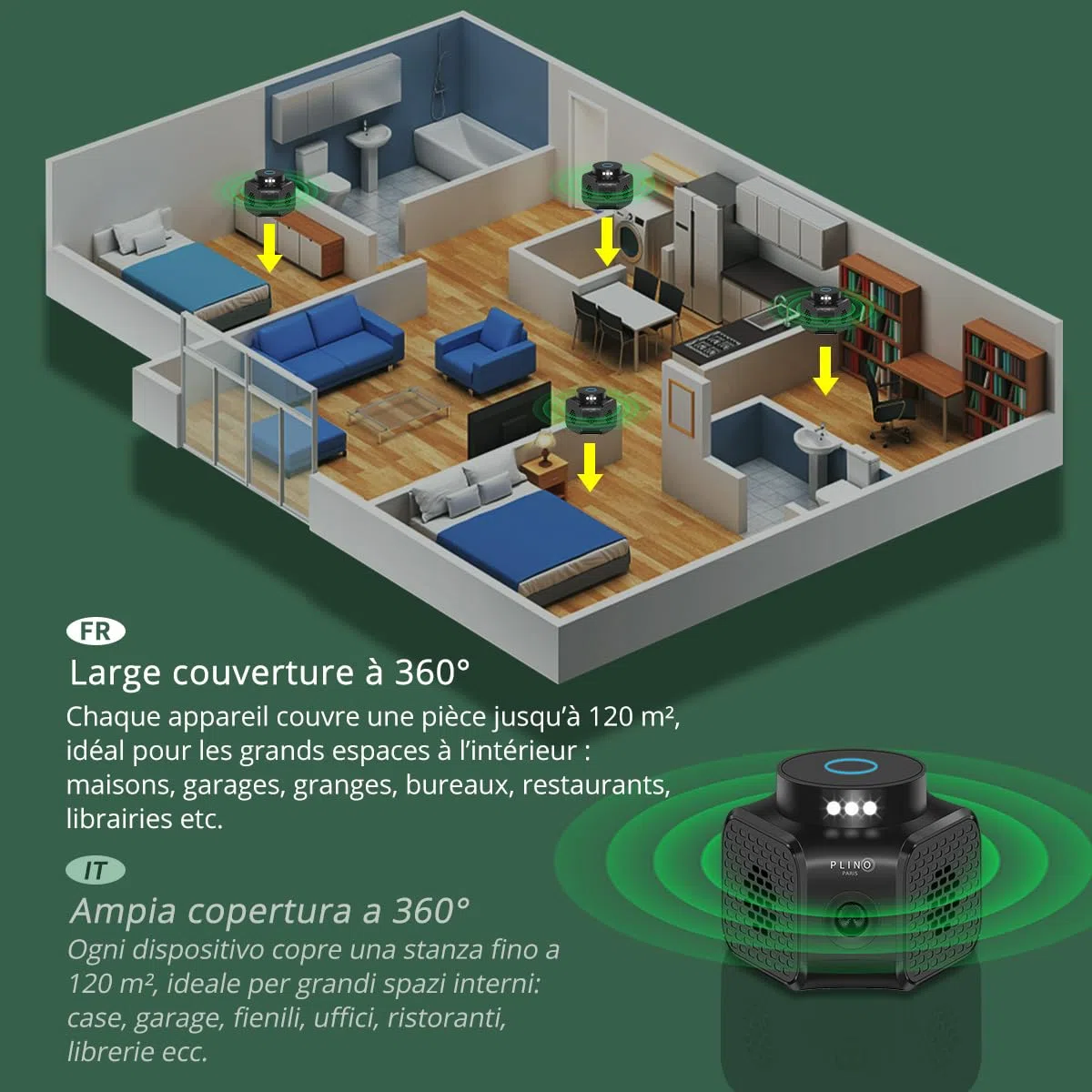 Ultrasuoni per Topi da Interno Ampia Copertura - Repellente Topi con Luce LED - Potente Dissuasore per Topi - Scaccia Topi Ultrasuoni per casa, Appartamento, Soffitta, Garage
