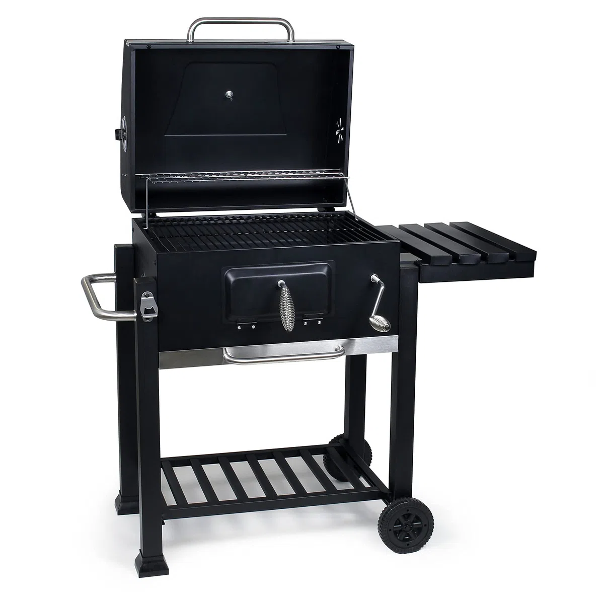 Wiltec Barbecue a carbone carrellato con coperchio termometro altezza carbone regolabile BBQ a carrello