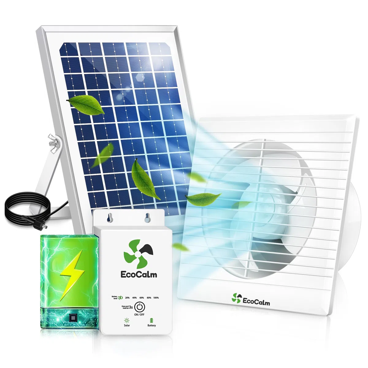 Ventilatore Solare per Esterni con Panca Solare, Ventola Solare Impermeabile 150mm con Pannello Solare 12V e Cavo 4,5M, Accessori Serra per Casa Giardino, Pollaio, Campeggio