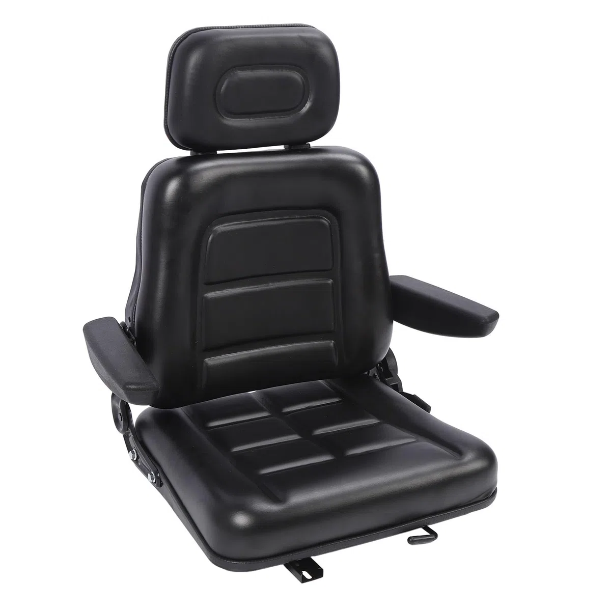 Sedile per Trattore Regolabile Universale Carrello Elevatore Escavatore Dozer Nero (Con Bracciolo)