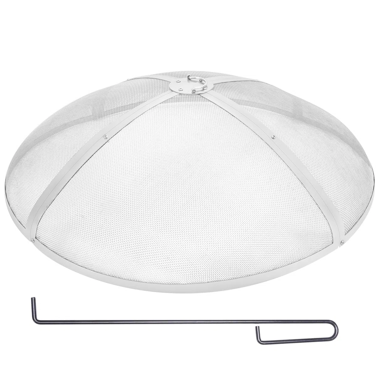 VEVOR Parascintille Rotondo per Braciere 36", Copertura in Metallo in Acciaio Rinforzato per Carichi Pesanti, Coperchio per Braciere da Esterno, Coperture Superiore Rotonde Maniglia Anello