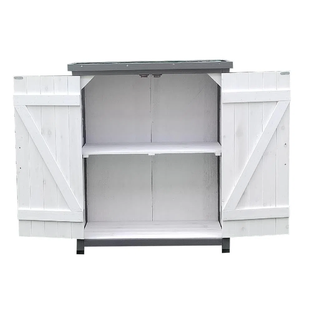 Melko Armadio da giardino, bianco/grigio, con 2 ante