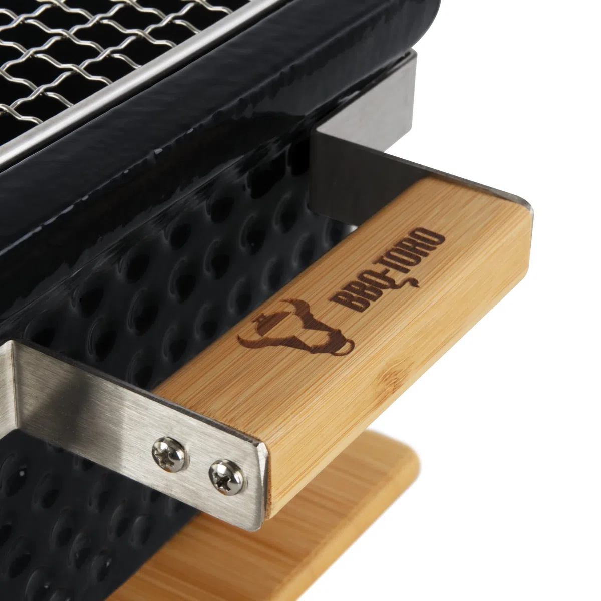 BBQ-Toro Barbecue da tavolo in ceramica con base in legno | 50 x 23 x 17 cm | Barbecue da tavolo Hibachi senza elettricità | nero, mini griglia da tavolo a carbonella, barbecue a carbonella