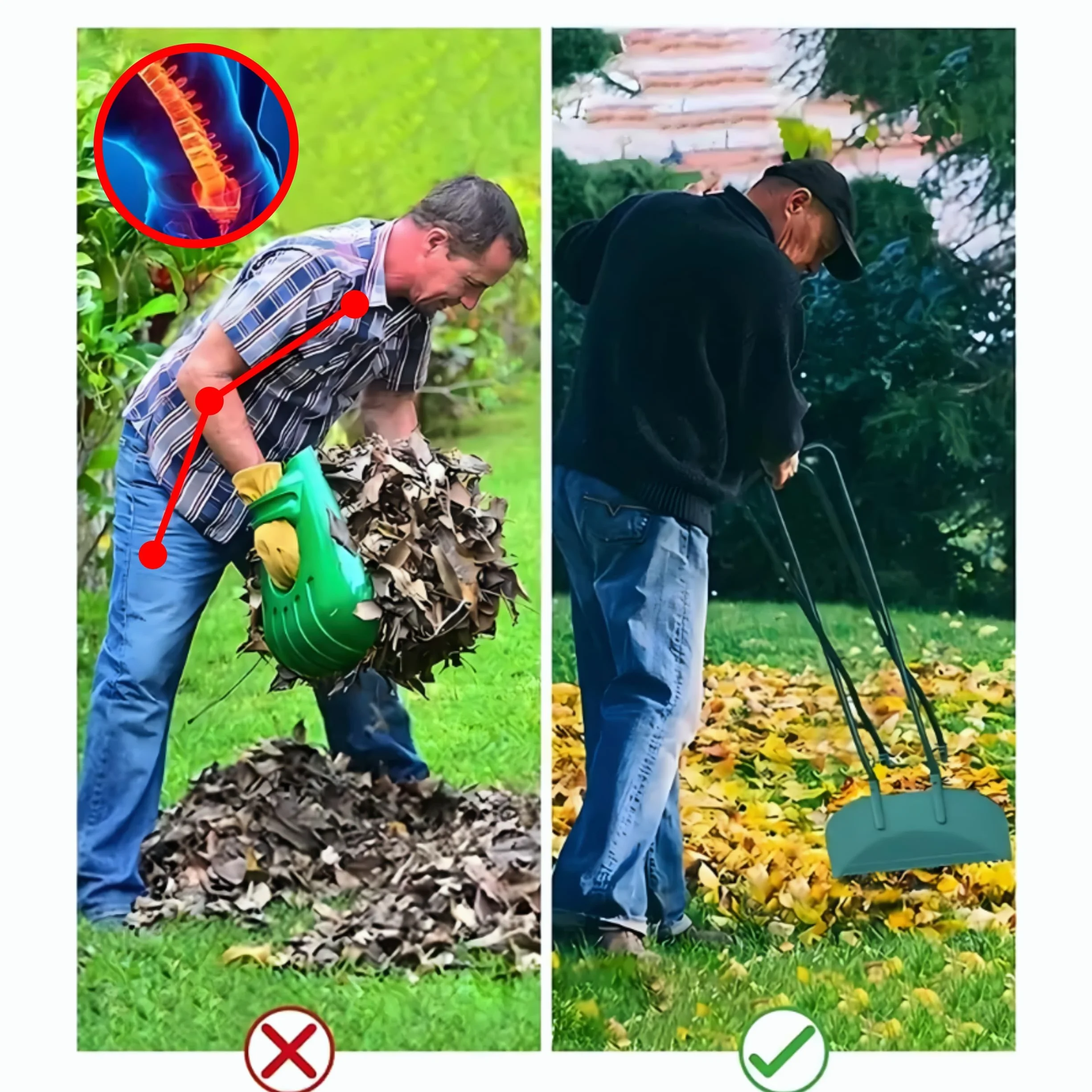 Pinza per Foglie con Manico, ergonomica 95 cm | Gratis con Sacco da Giardino da 272L | raccogli Foglie, Erba e rifiuti da Giardino