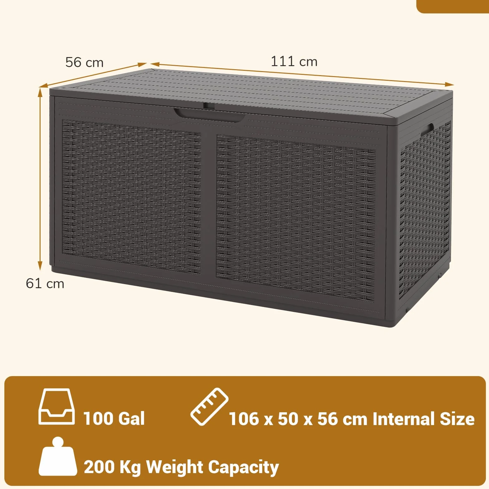 RELAX4LIFE 380L Cassapanca da Esterno, Contenitore da Patio Chiudibile a Chiave con 2 Ruote, Superficie in Finto Rattan, in Resina Impermeabile per Cuscini, Attrezzi (MARRONE)