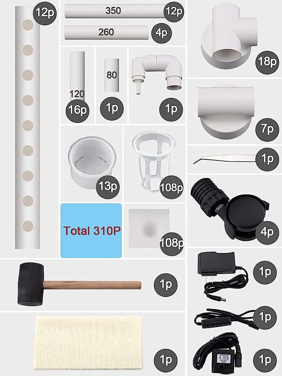 Kalolary Coltivazione Idroponica, Sito Idroponico Grow Kit 108 Siti 12 Tubi Coltivazione Idroponica Sistema di Coltivazione Idroponica Senza Suolo Kit per Il Giardino di Casa