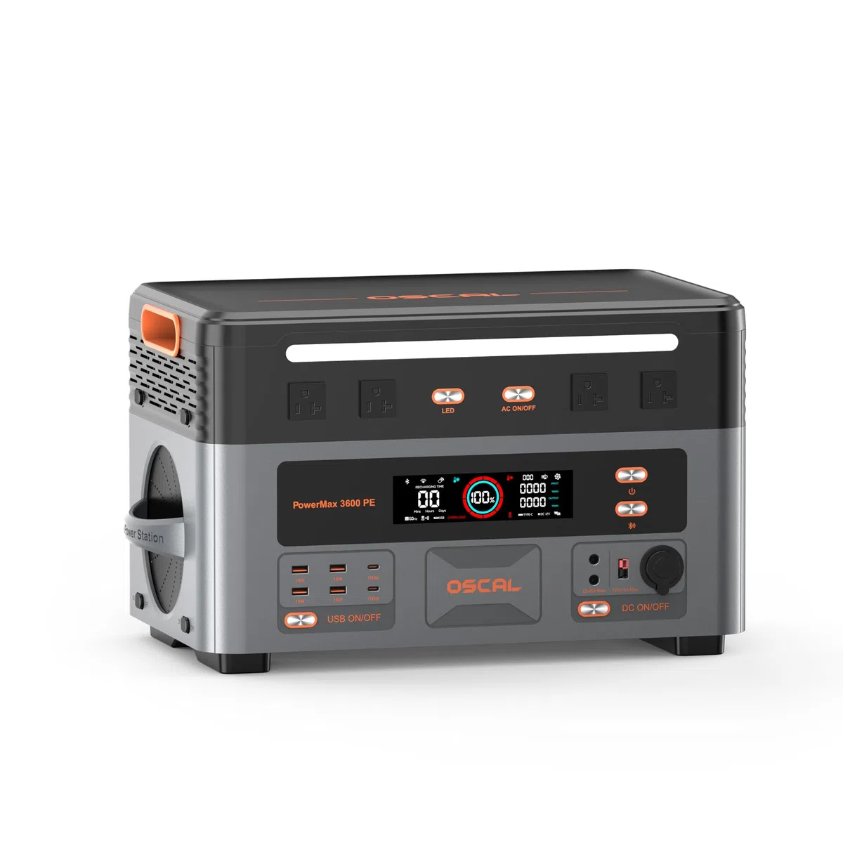 OSCAL PowerMax 3600PE Centrale Elettrica Portatile, LFP Batteria da 2016Wh, 4 Uscite CA 3600W (7200W Picco), Portable Power Station per casa, Campeggio e Camper