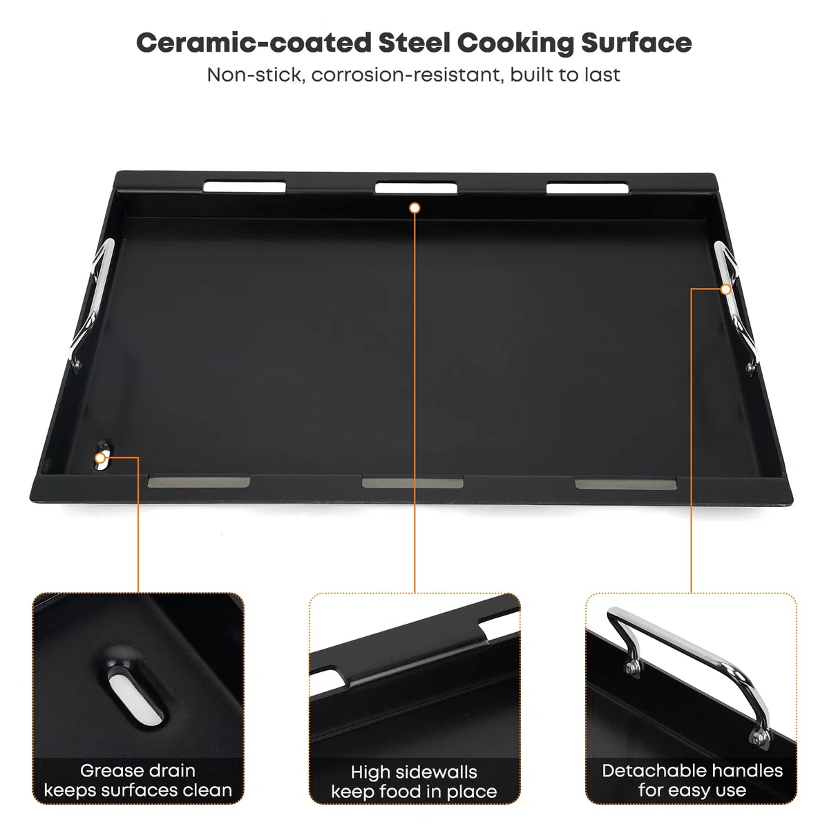 Onlyfire Flat Top Piastra per Grill per Griglie a Gas Weber Spirit I e II 200 Series, Inserto per Plancha in Rivestimento Antiaderente in Ceramica per Weber Spirit 2/3 Fuochi Griglie a Gas (2025)