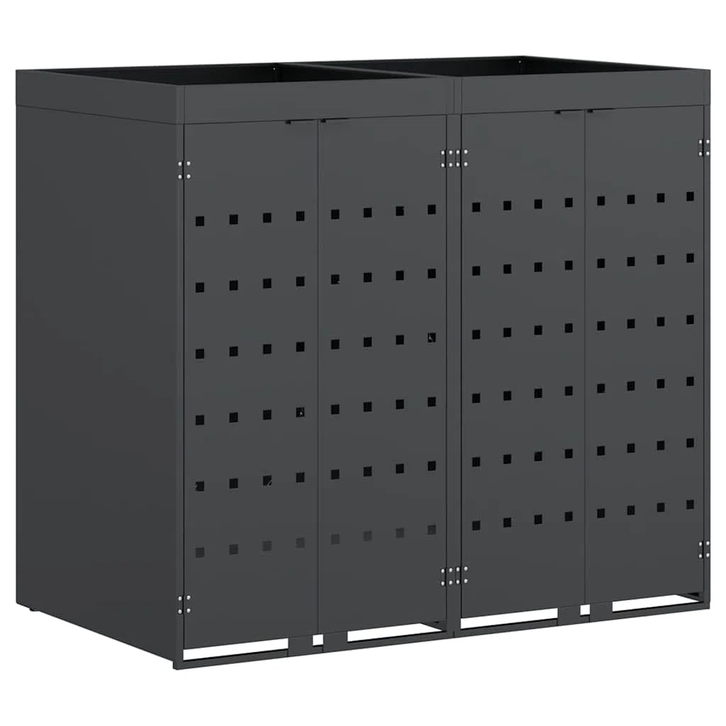 Copribidoni per 2 Bidoni di Spazzatura con Fioriera Contenitori Pattumiera Cassonetti Rifiuti 240 L Box Spazzatura rifiuti in Acciaio Antracite