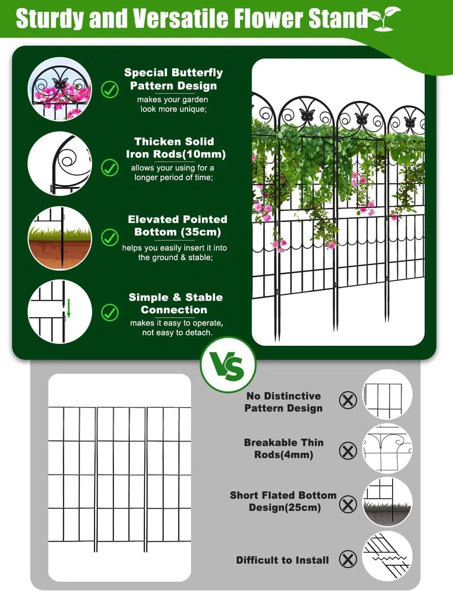 2.2 M Traliccio Giardino Piante Rampicanti, Kalolary Confezione 4 Tralicci Giardino Neri Telaio Piante Rampicanti in Metallo Antiruggine Supporto Piante in Vaso Prato Cortile Fiori Esterno Frutta Viti