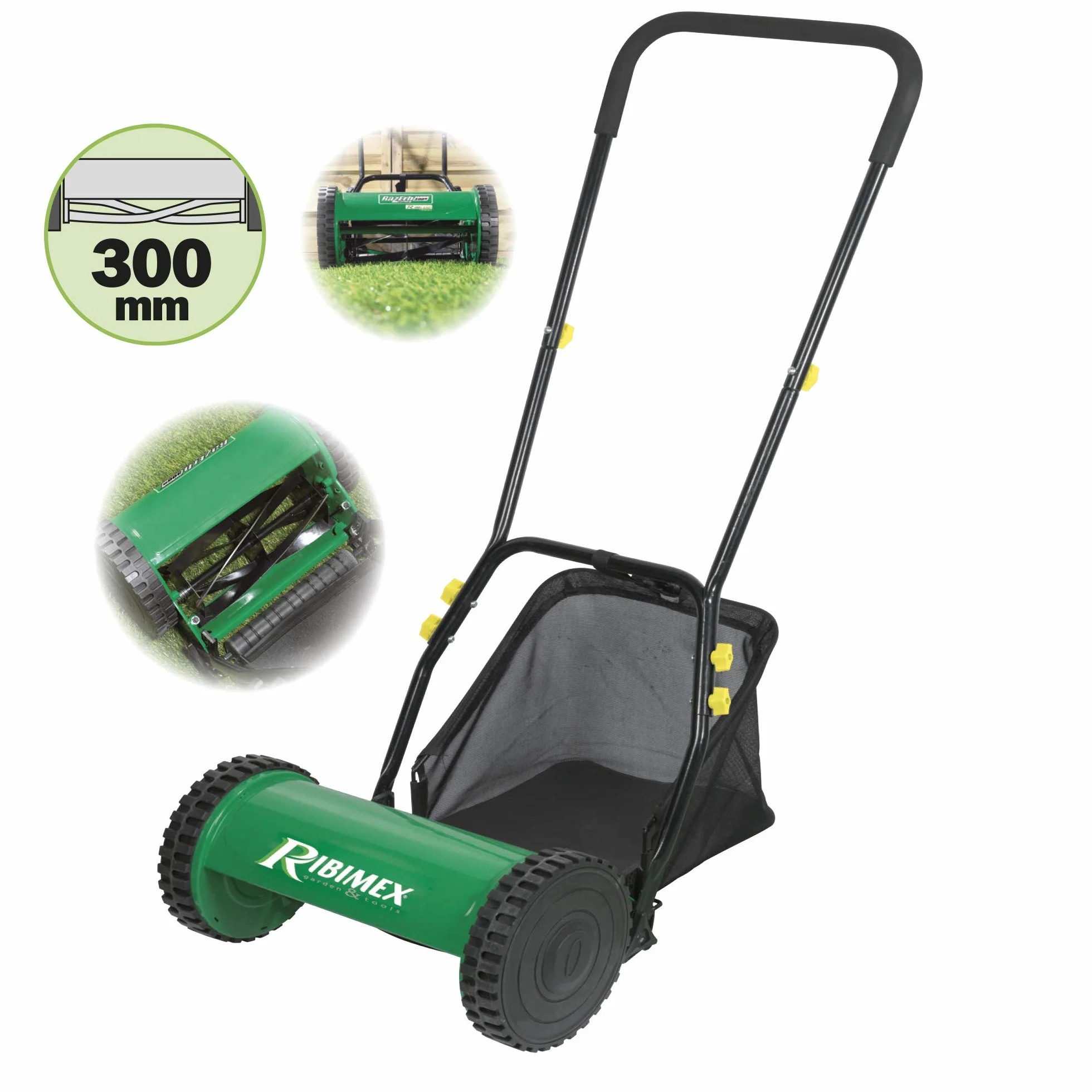 Ribimex PRTM300 Rasaerba Manuale a Lame Elicoidali, Razerb 300 M, Verde