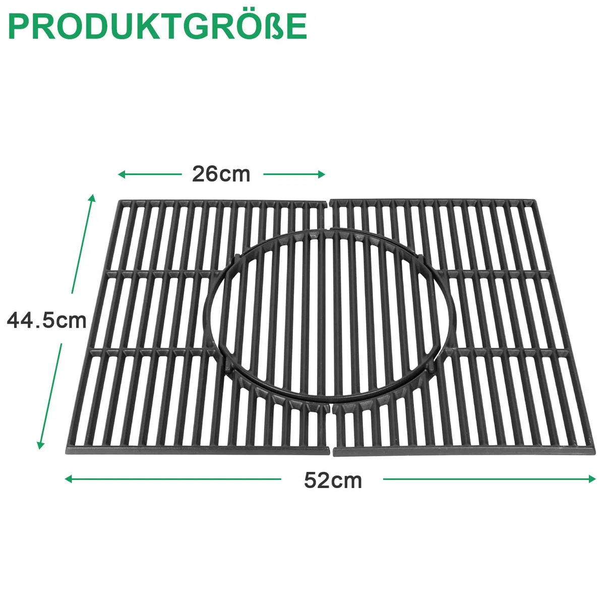 WELL GRILL 44,5 cm Griglie di cottura con cerchi integrati per barbecue a gas Weber Spirit E210 E220 S210 S220, 7637 Pezzi griglia in ghisa per Weber Spirit I & II 200 Serie e Gourmet BBQ Rost System