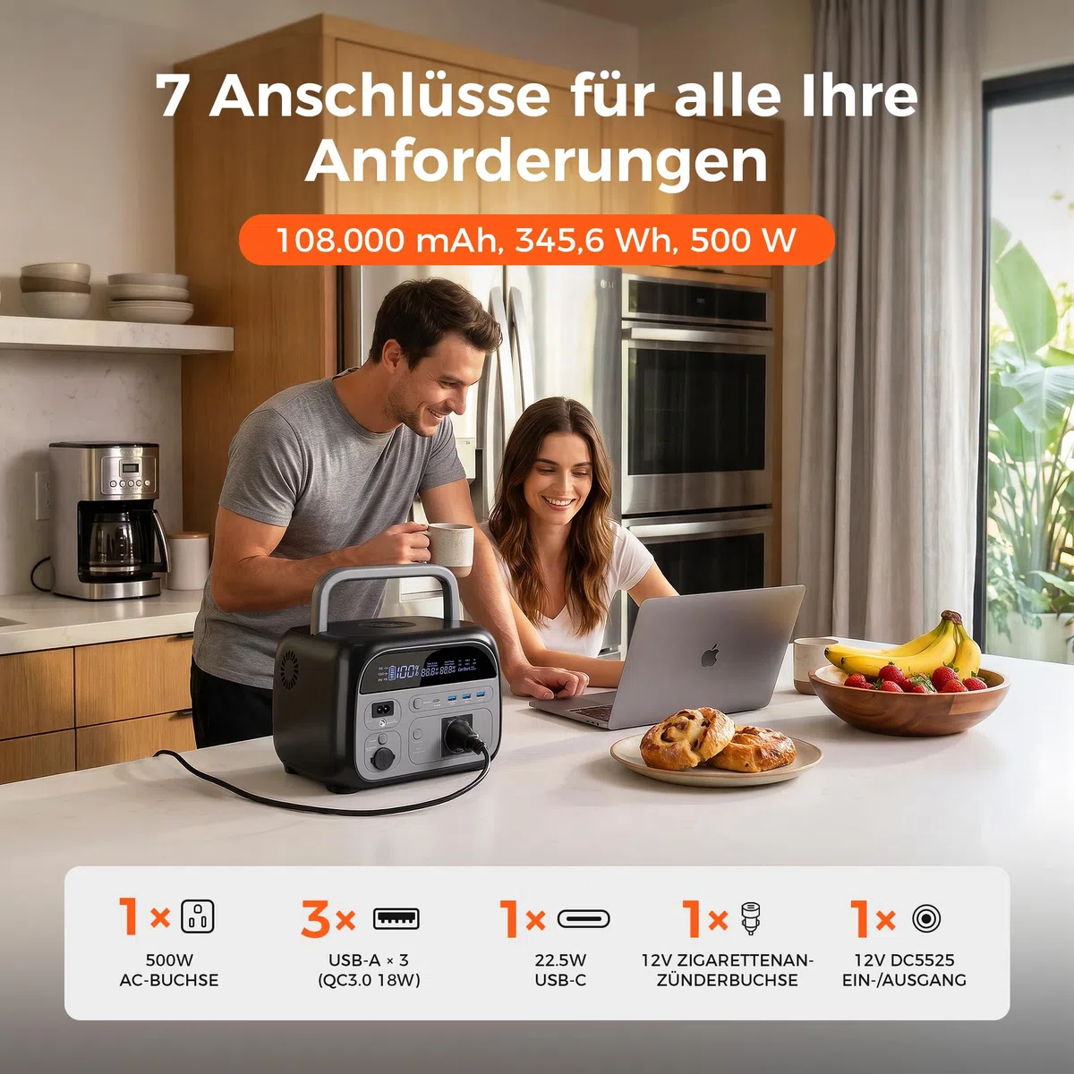 AP400 (2026 Nuovo) Generatore con 200W Pannello Solare, Centrale Elettrica Portatile 345Wh, Backup UPS da 10ms, Ricarica Rapida, Ideale per Campeggio, Emergenze, Alimentazione di Backup